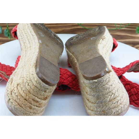 Jessica Simpson Sz 7.5 M‎ Orange Ankle Strap Fabric Women Sandals Leila - Picture 8 of 11